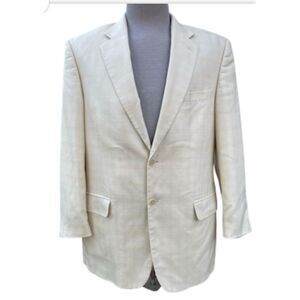 Vintage Silk Blend Blazer by Lancia Sz. 42R Faint Yellow with pale plaid